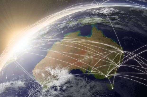 Global network lines over Australia from space